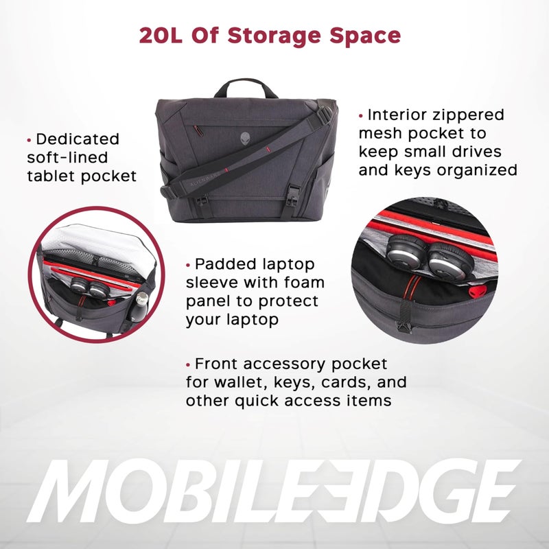 Mobile Edge Elite Messenger Bag, Specifically Designed for Alienware Area 51m Gaming Laptops 17" - Image 3